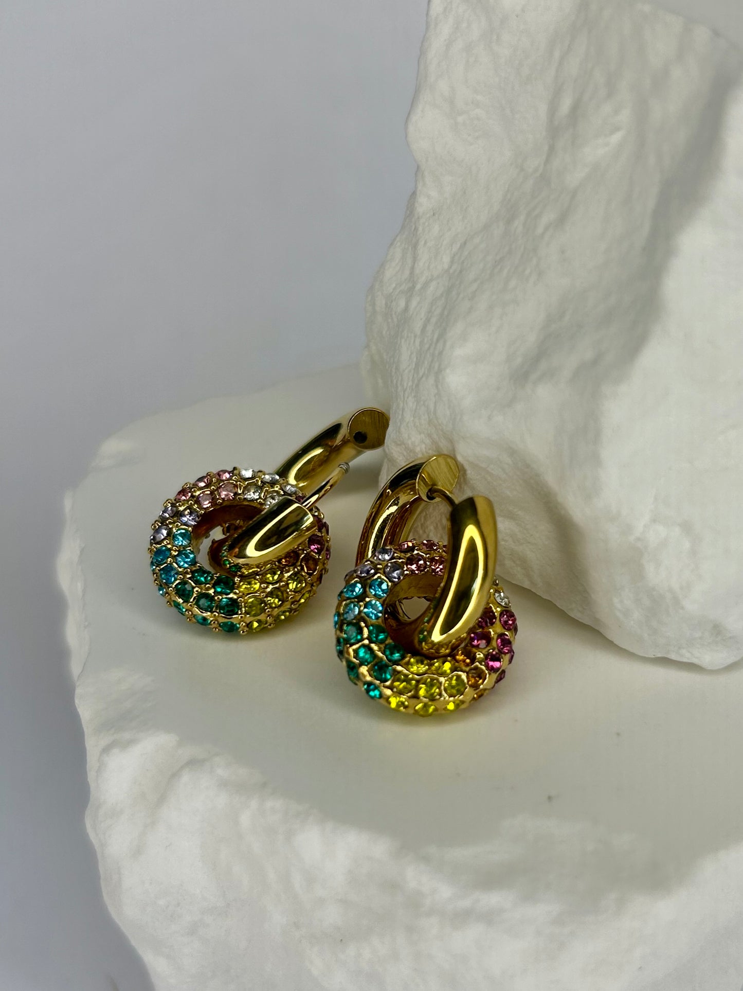 Multi CZ Drop Huggie