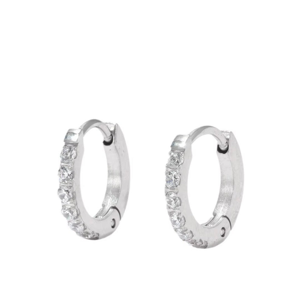 Endura Silver CZ Huggie Hoop 15mm