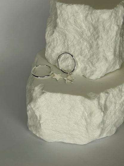 Sterling Silver Star 15mm Thin Hoop