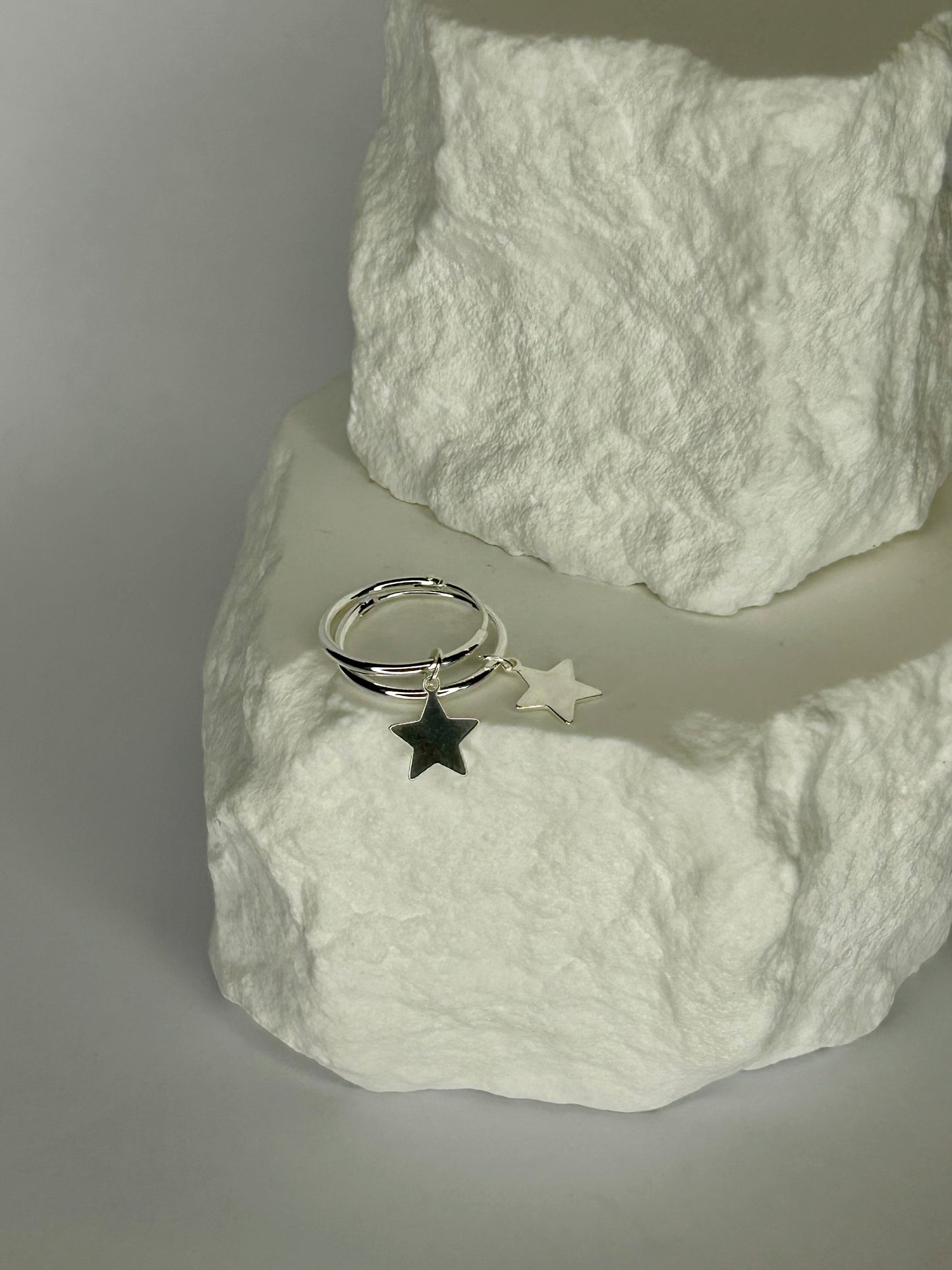 Sterling Silver Star 15mm Thin Hoop