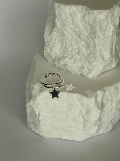 Sterling Silver Star 15mm Thin Hoop