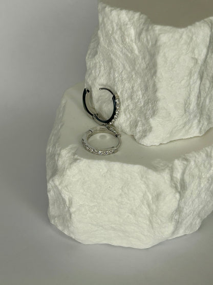 Endura Silver CZ Huggie Hoop 15mm